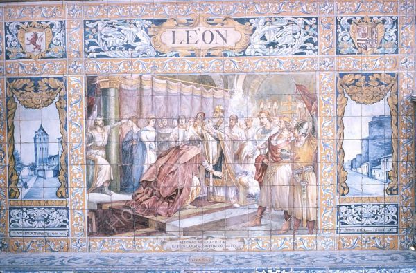 Tilework respresenting Leon, Plaza de Espana, Seville